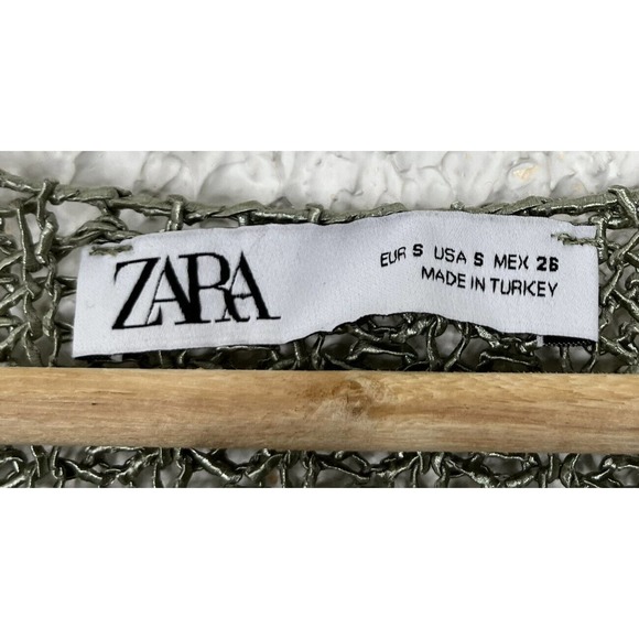 Zara Cropped Open Knit Metallic Fiber Scoop Neck Pullover Sweater - Picture 8 of 8